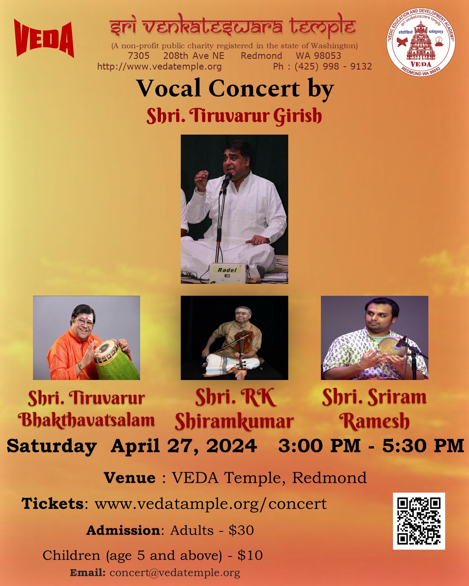 Vocal Concert by Shri.Tiruvarur Girish -Apr 27